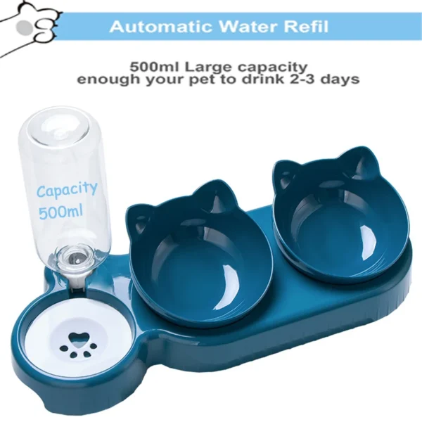 2 in 1 double cat bowls with automatic drinking bottle 1