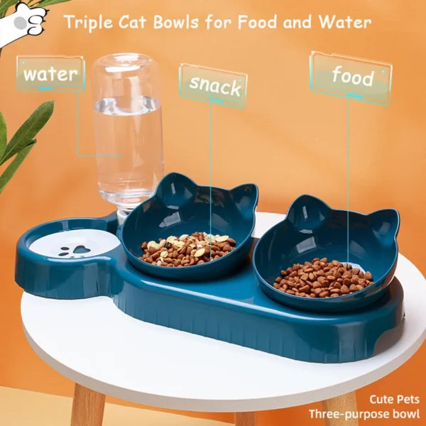 2 in 1 double cat bowls with automatic drinking bottle 2