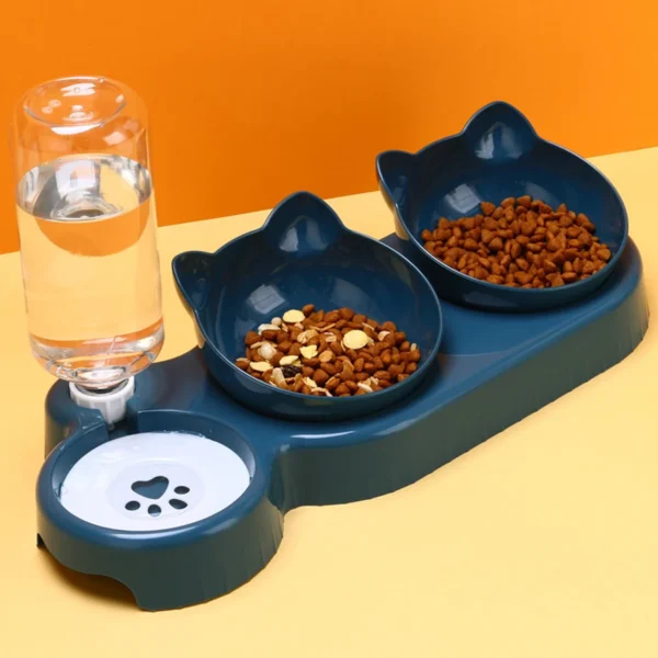 2 in 1 double cat bowls with automatic drinking bottle