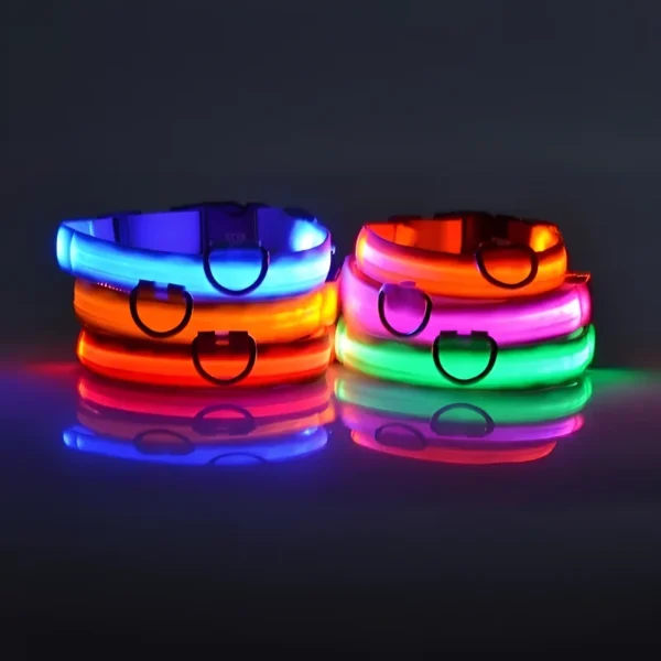 dog collar nylon led night glow in the dark 8