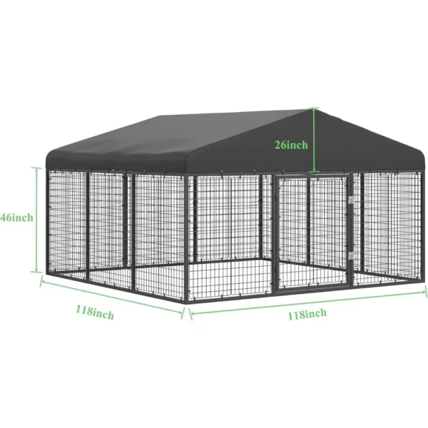 large outdoor dog enclosureheavy duty dog cage roofgalvanized steel dog kennel fence with double safety locks6.56x 6.56