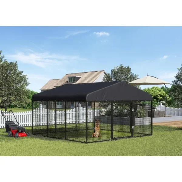 large outdoor dog enclosureheavy duty dog cage roofgalvanized steel dog kennel fence with double safety locks6.56x 6.69