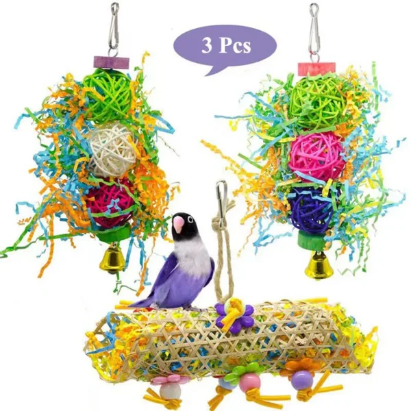 parrot colorful foraging toy set