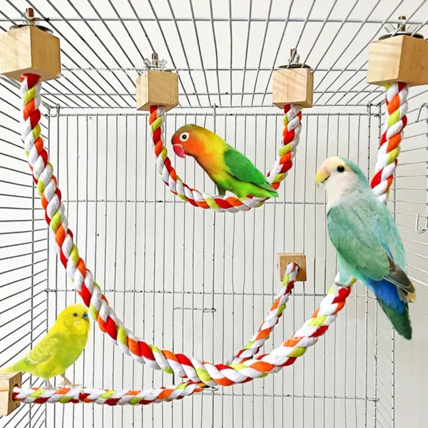 pet bird bite toys parrot color cotton rope toys 8