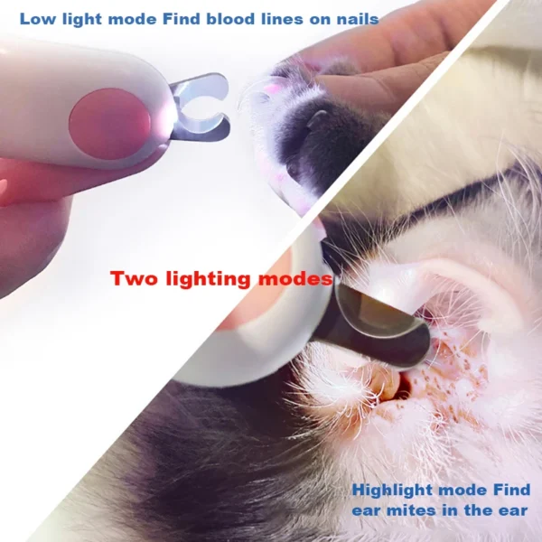 professional pet nail clipper led light 4