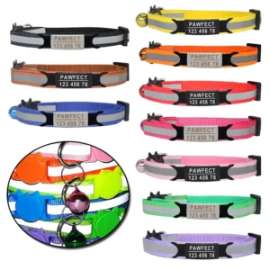 reflective adjustable cat safety buckle collar custom personalized id free engraving 37