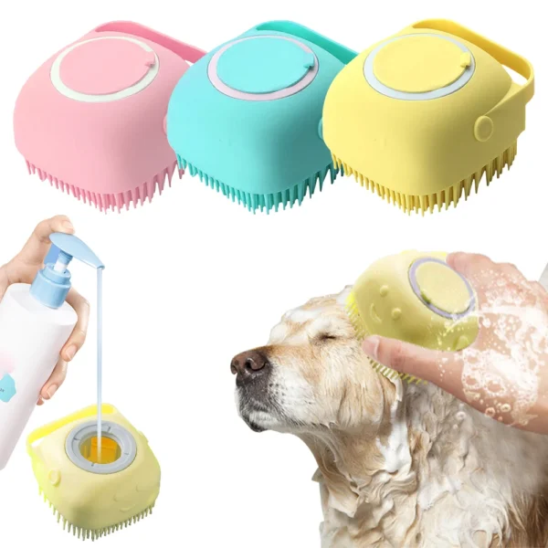 soft silicone dog brush pet shampoo