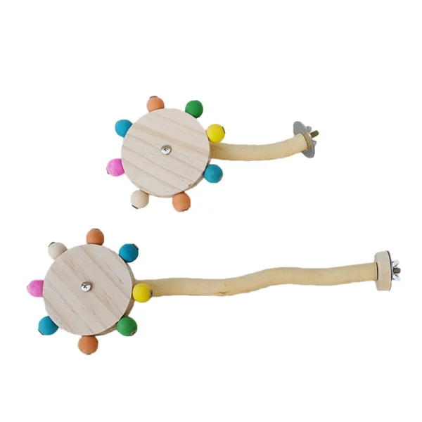 wood perch with rotating balls parrot toys 2