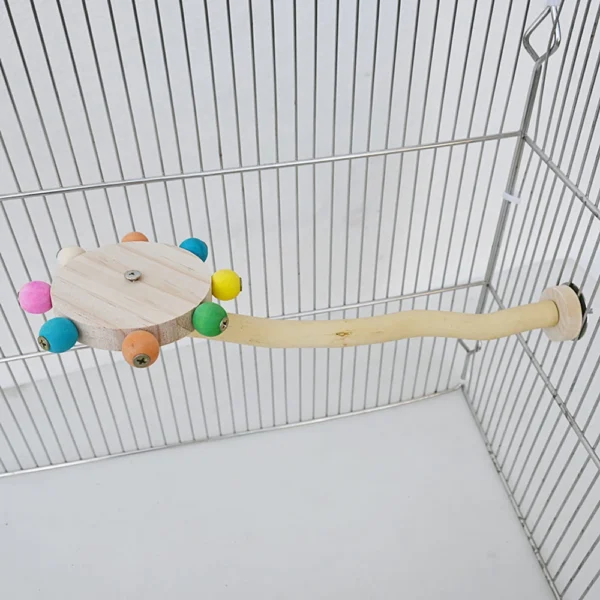 wood perch with rotating balls parrot toys 3