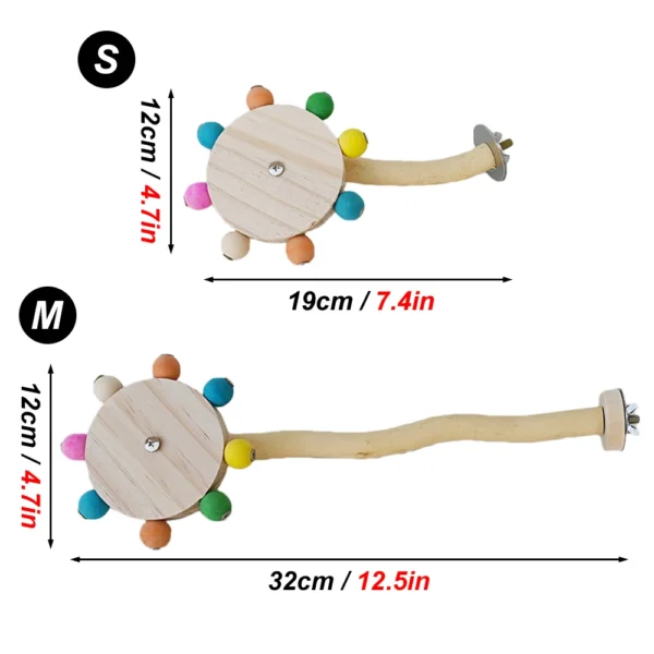 wood perch with rotating balls parrot toys 6