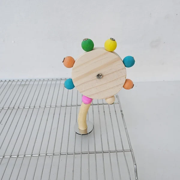 wood perch with rotating balls parrot toys 7